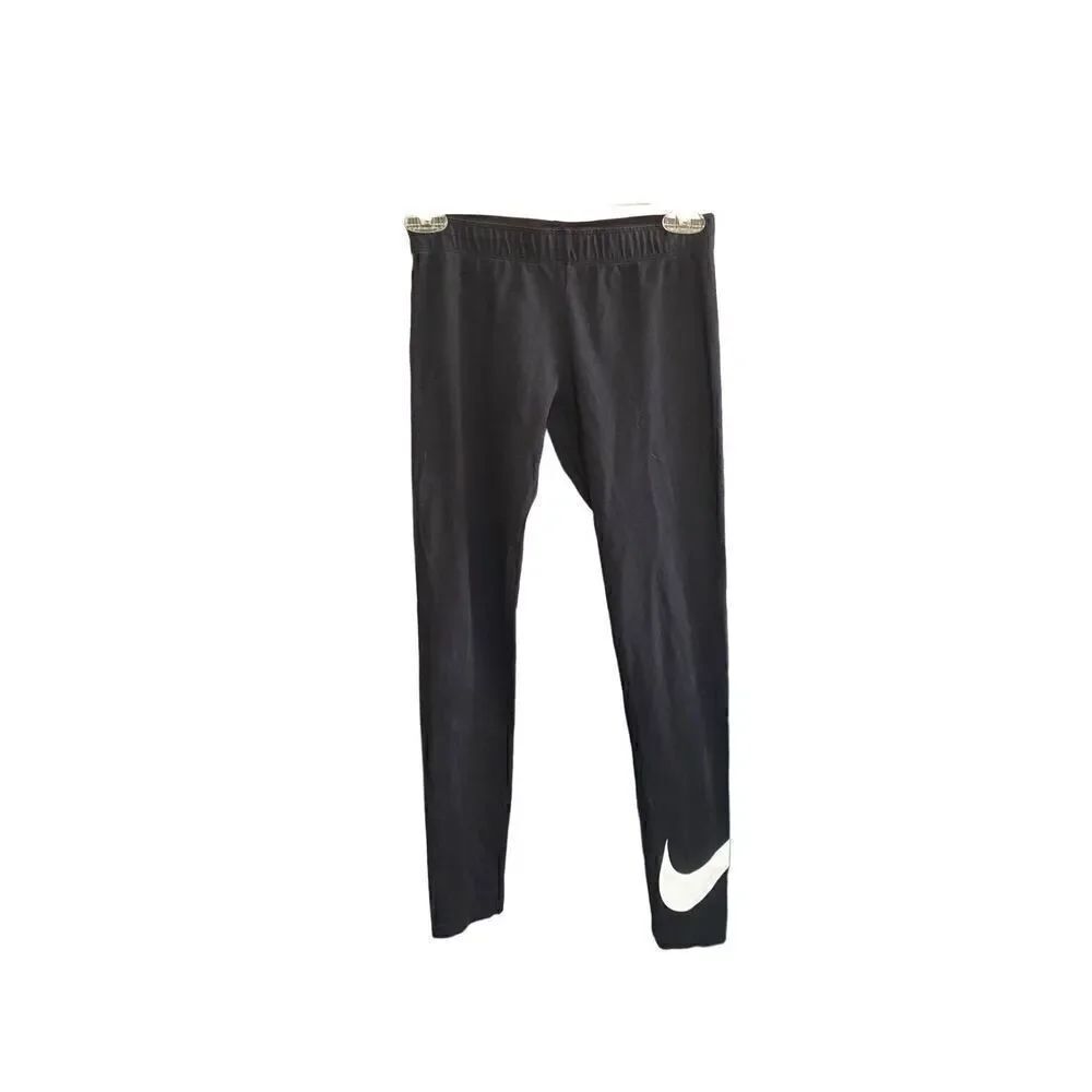 Nike girls, black elastic waist logo leggings, size large